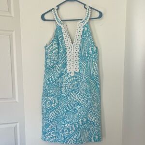 Lily Pulitzer Turquoise and White Patterned Mini Dress